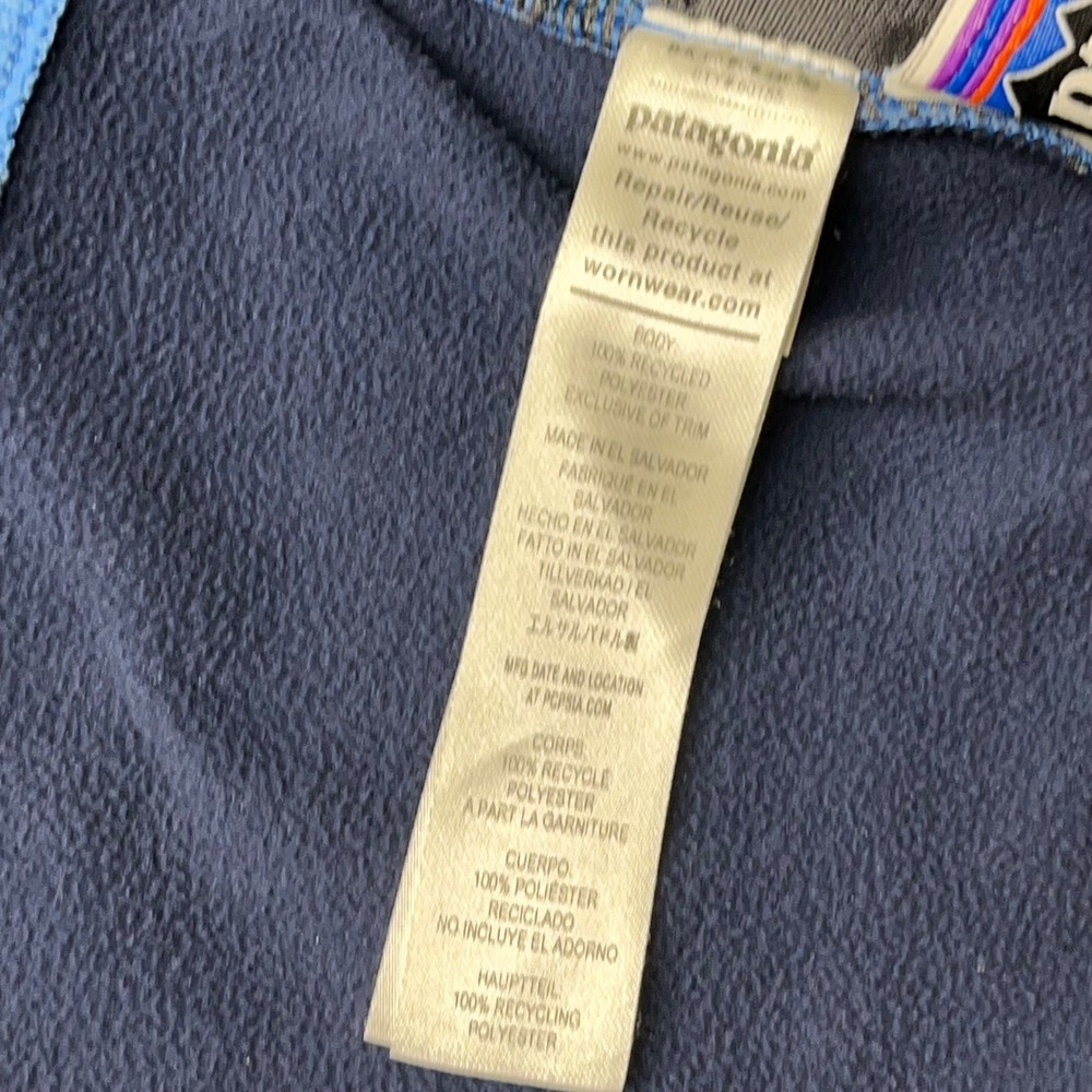 Patagonia Baby Micro D Snap-T Hooded Fleece Jacket Blue Navy 3-6M 60155 - Picture 5 of 8